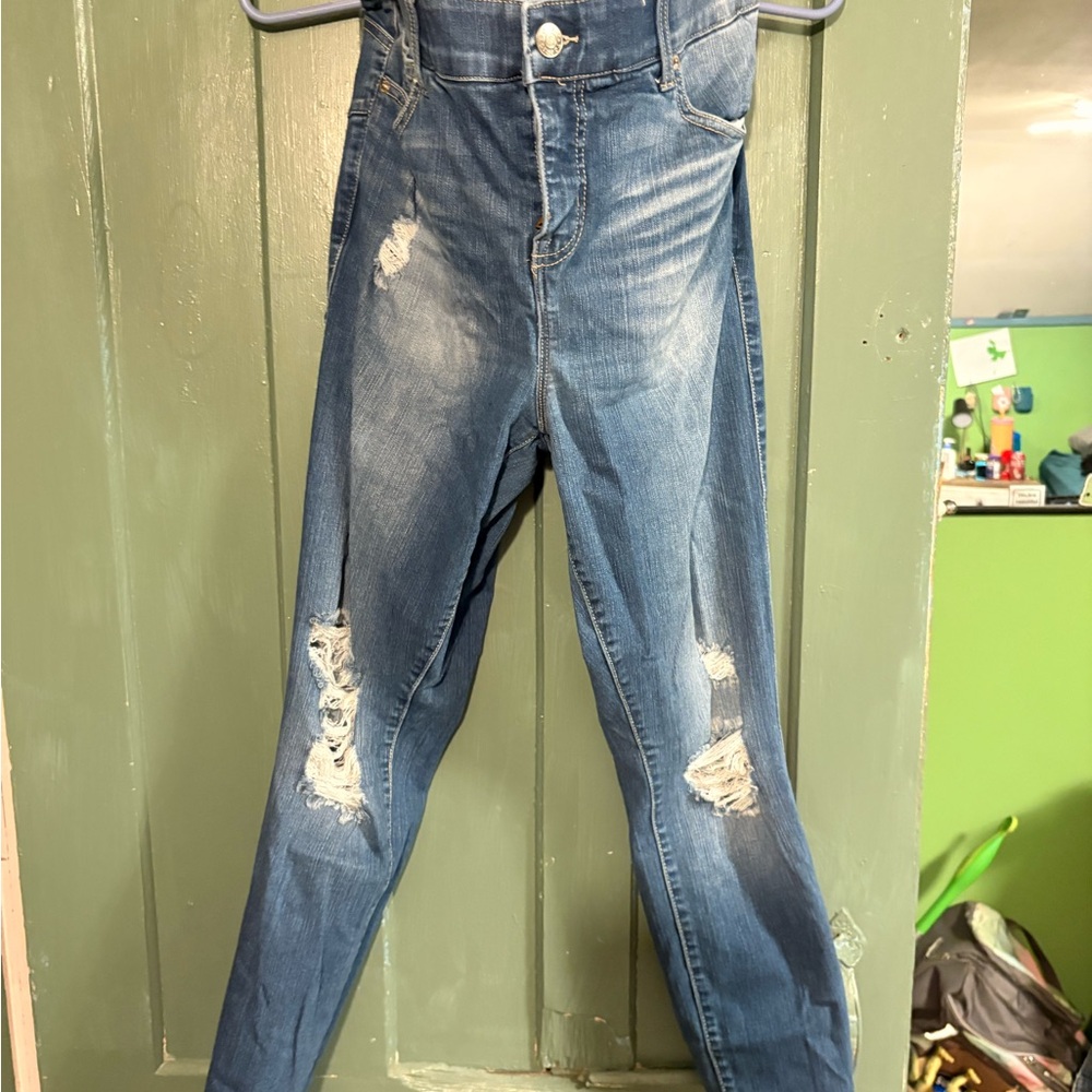 Torrid High Rise Blue Distressed Jeans